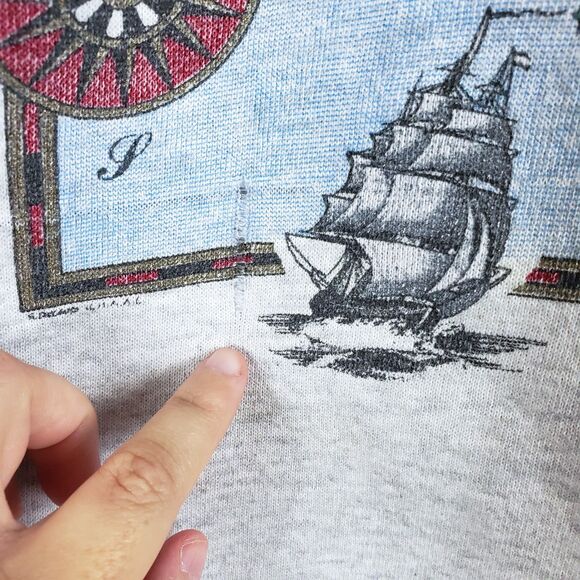 Vintage Alaska Sweatershirt Hanes Mens M Gray Inside Passage Map Tourist Raglan - Picture 5 of 12